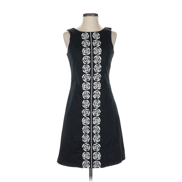 Dresses & Skirts - OC by OC Embellished with prominent White Rose Embroidery/Black Dress Size 10